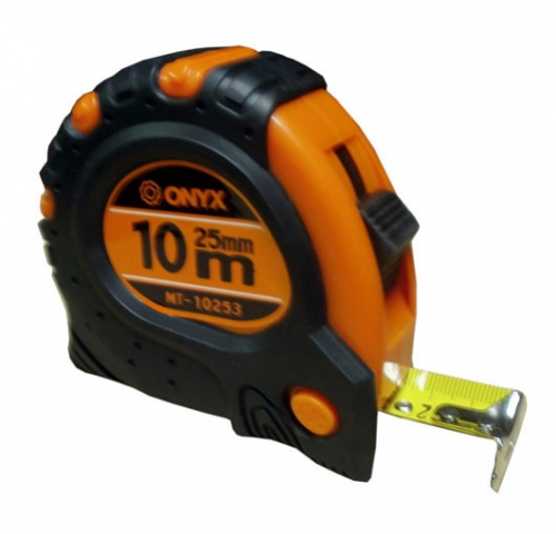 Измерительная рулетка строительная ONYX 10м х 25мм (обрезин)